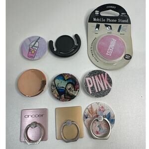 9Mobile phone stands & buttons new sticky on the backs. Found in storage auction
